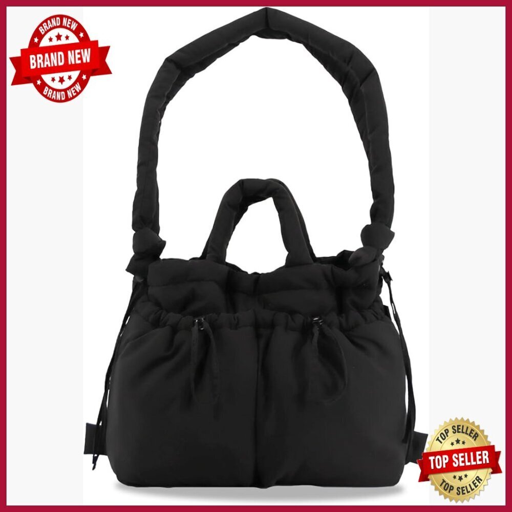 Quilted Puffer Tote Converts to Backpack, Holds 14" Laptop, Water-Resistant